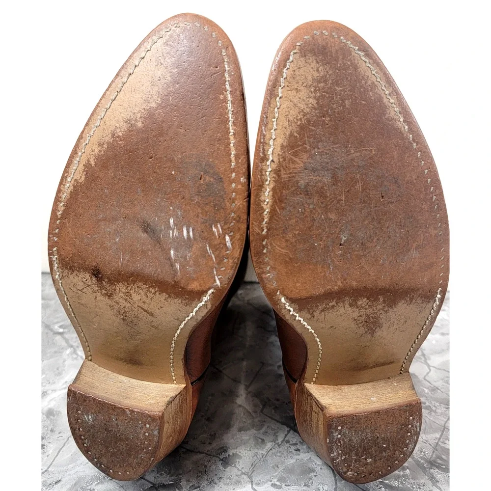 Vintage Dexter Tan Leather Cowboy Western Boots Men’s 9